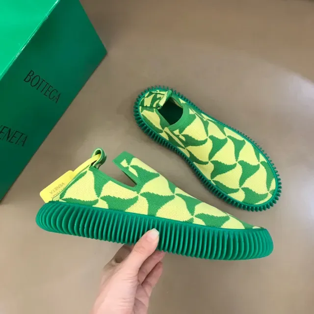 Bottega Veneta Sardine Knit Slip-On أخضر ليموني وأخضر داكن حذاء رياضي 8