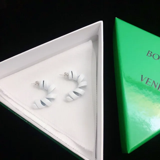 Bottega Veneta Spiral-Twist White Stud Earrings 2