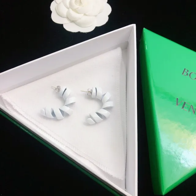 Bottega Veneta Spiral-Twist White Stud Earrings 8