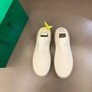 Bottega Veneta White Knit Upper Serrated Sole Edge Sneakers