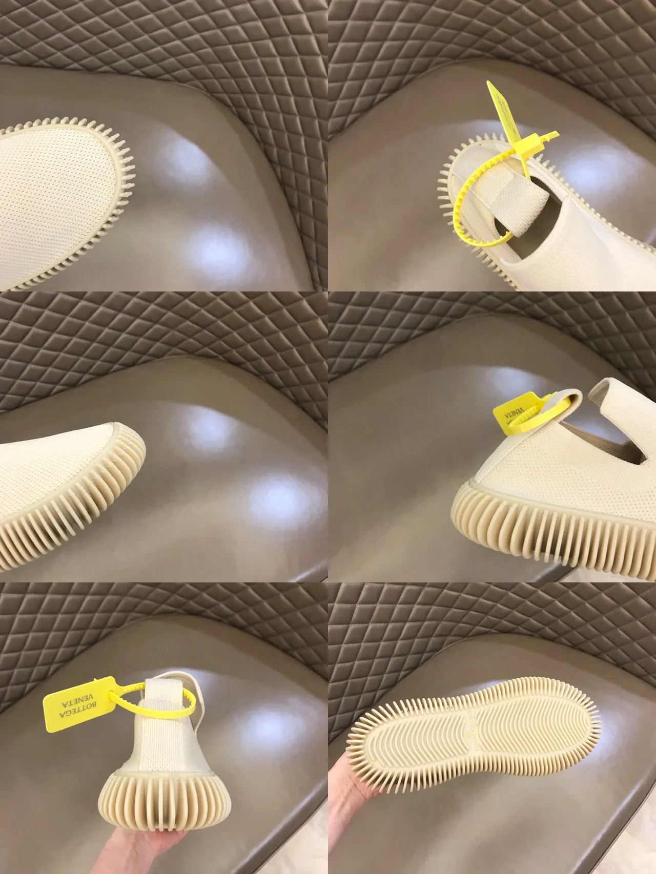 Bottega Veneta Sneakers à tige tricot blanc avec semelle à bord crénelé 2