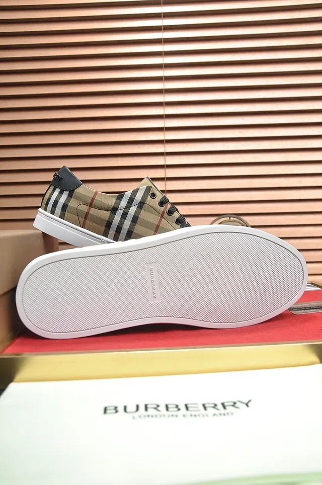 Burberry Beige Black Check-Pattern Textile Upper Laces Lifestyle Sneakers 2