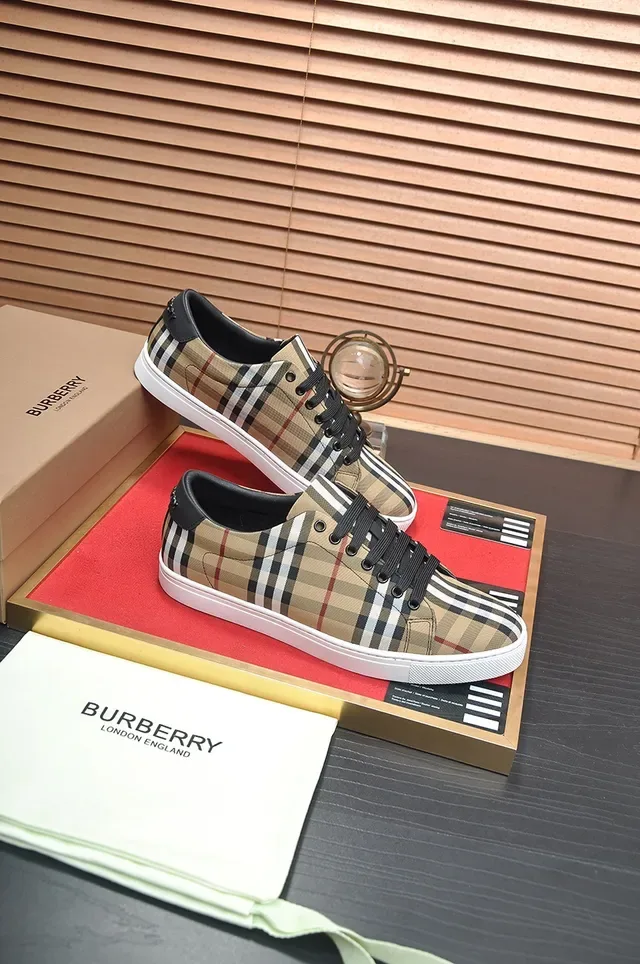 Burberry Beige Black Check-Pattern Textile Upper Laces Lifestyle Sneakers 3