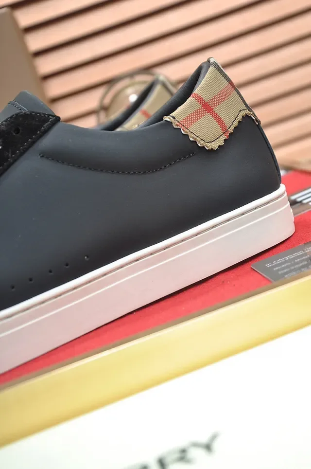 Burberry Negro Beige Material Mixto Superior House Check Etiqueta de Talón Zapatillas Lifestyle 2