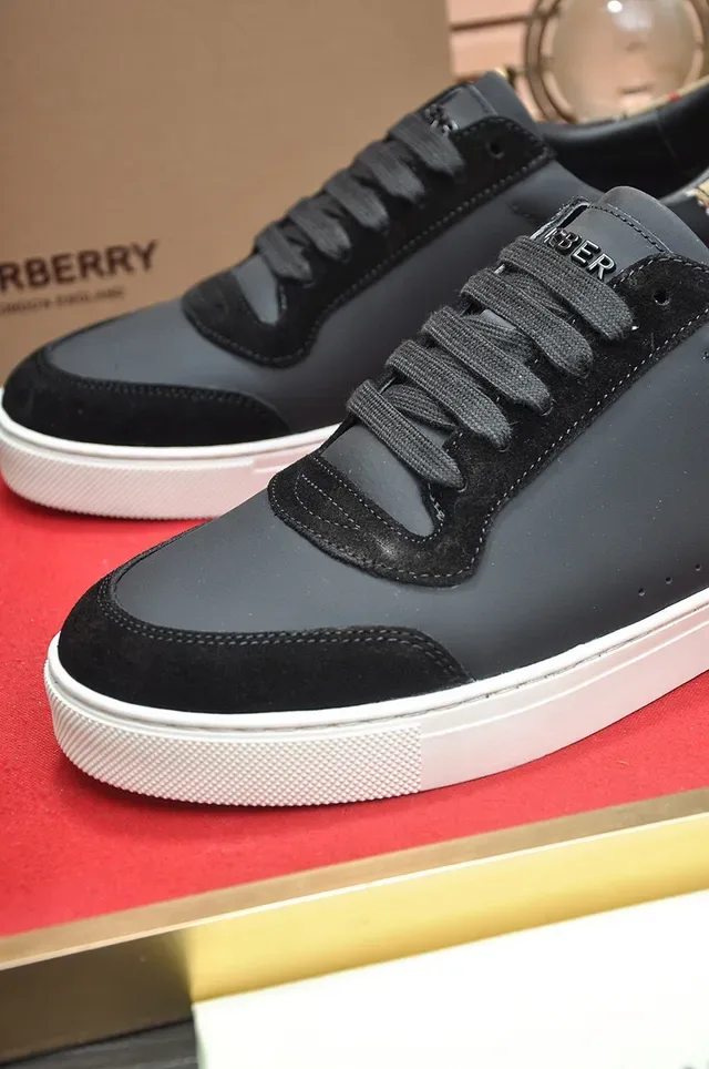 Burberry Negro Beige Material Mixto Superior House Check Etiqueta de Talón Zapatillas Lifestyle 3