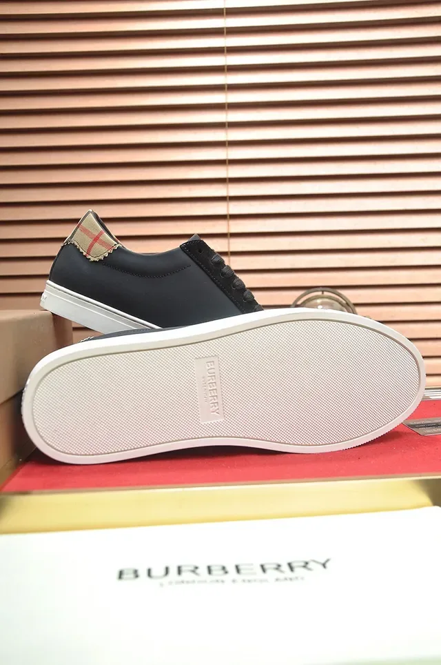 Burberry Negro Beige Material Mixto Superior House Check Etiqueta de Talón Zapatillas Lifestyle 4