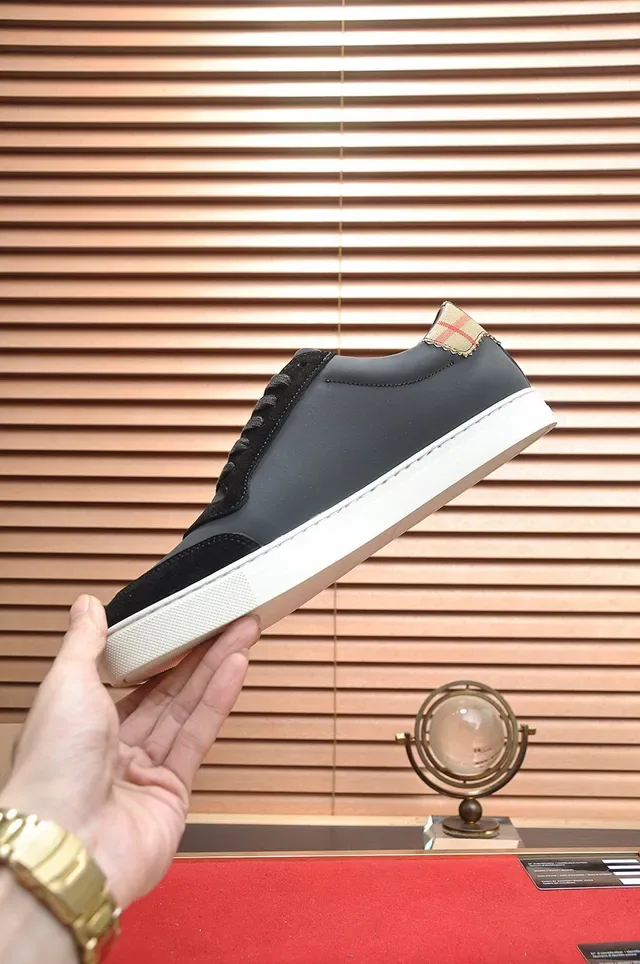 Burberry Negro Beige Material Mixto Superior House Check Etiqueta de Talón Zapatillas Lifestyle 6