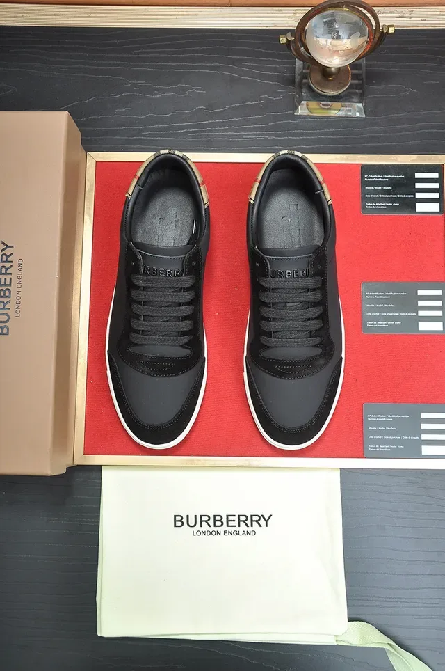 Burberry Negro Beige Material Mixto Superior House Check Etiqueta de Talón Zapatillas Lifestyle 9
