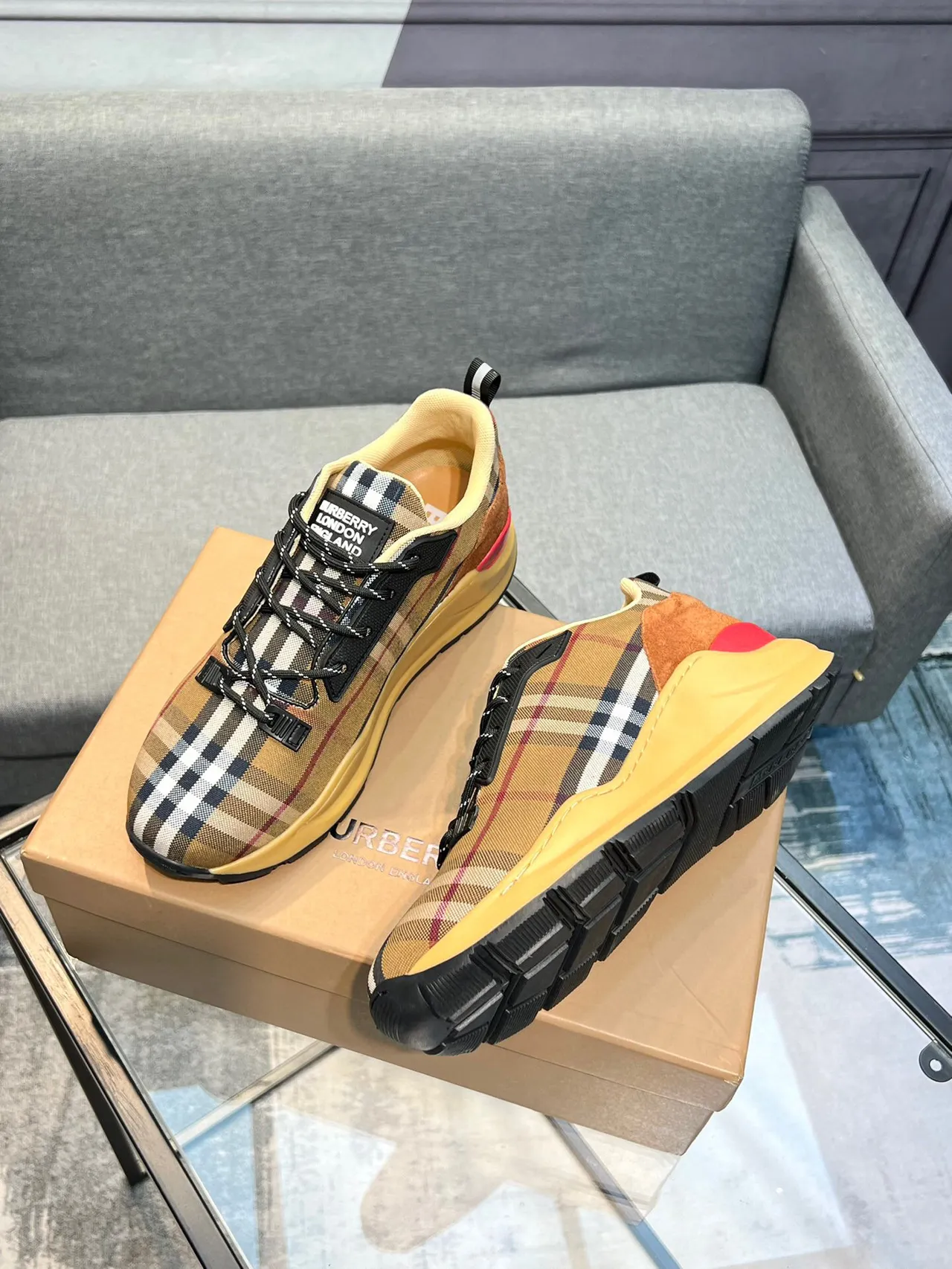 Burberry Check Pattern Chunky Sneakers 3