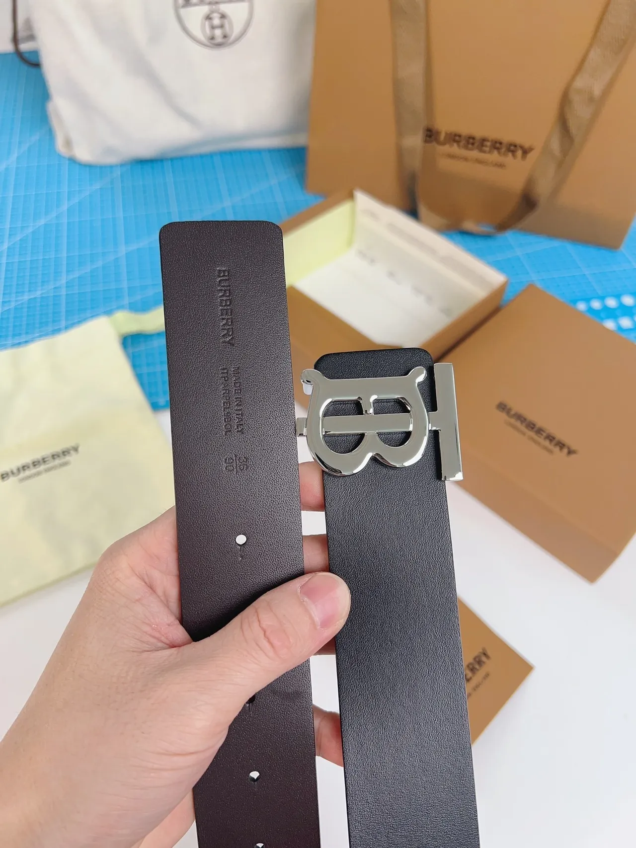 Burberry Knight Black Leather Belt 2