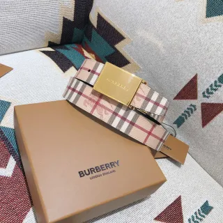 Burberry Knight Check Pattern Beige Leather Belt