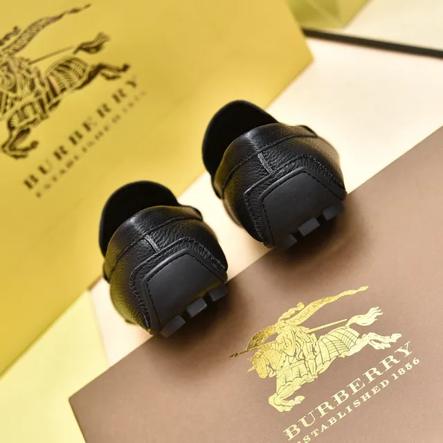 Burberry Knight Loafer Black Pebbled Leather Slip-On Loafers 2