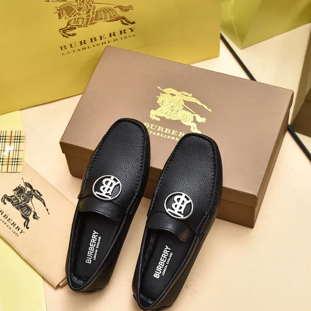 Burberry Knight Loafer Black Pebbled Leather Slip-On Loafers 3