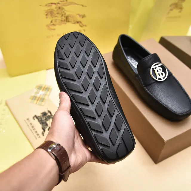 Burberry Knight Loafer Black Pebbled Leather Slip-On Loafers 4