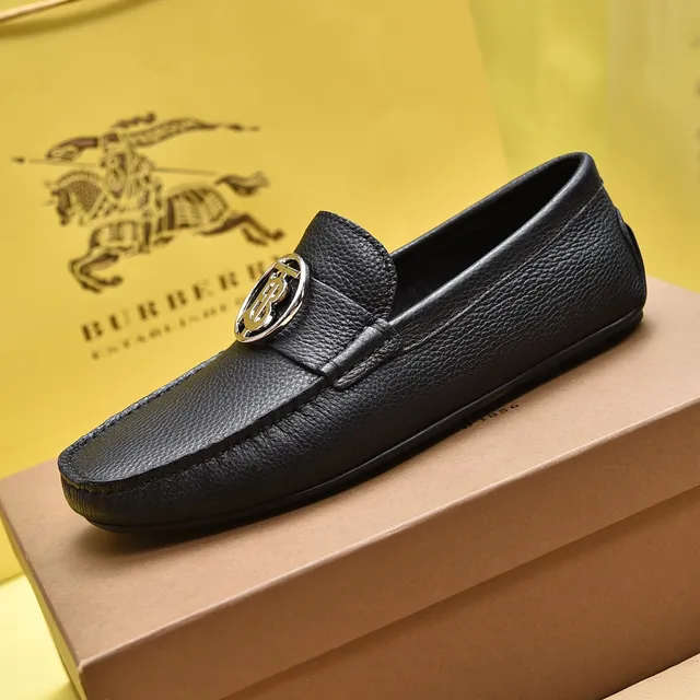 Burberry Knight Loafer Black Pebbled Leather Slip-On Loafers 5