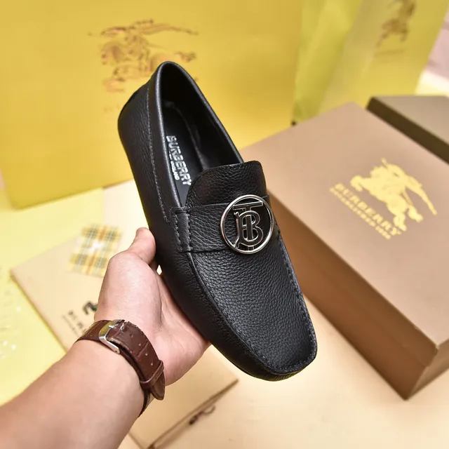 Burberry Knight Loafer Black Pebbled Leather Slip-On Loafers 6