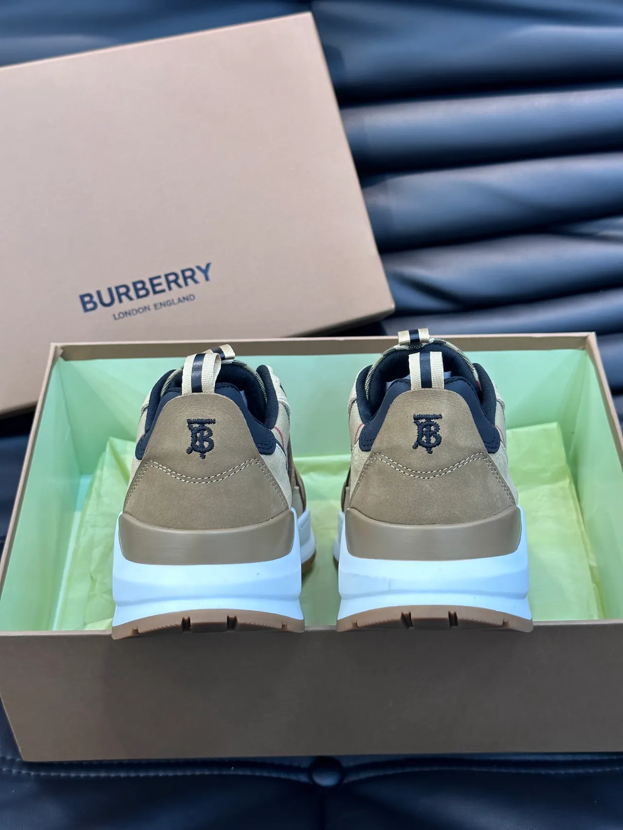 Burberry Lola Beige Black Check Chunky Sneakers 3
