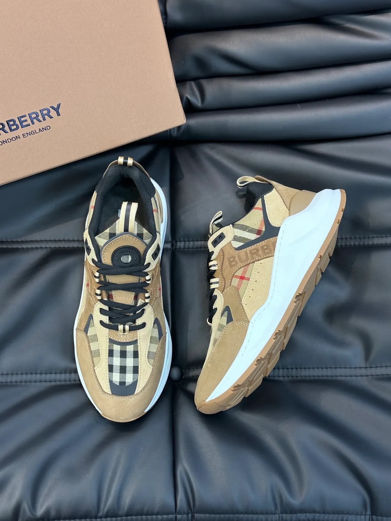 Burberry Lola Beige Black Check Chunky Sneakers 4