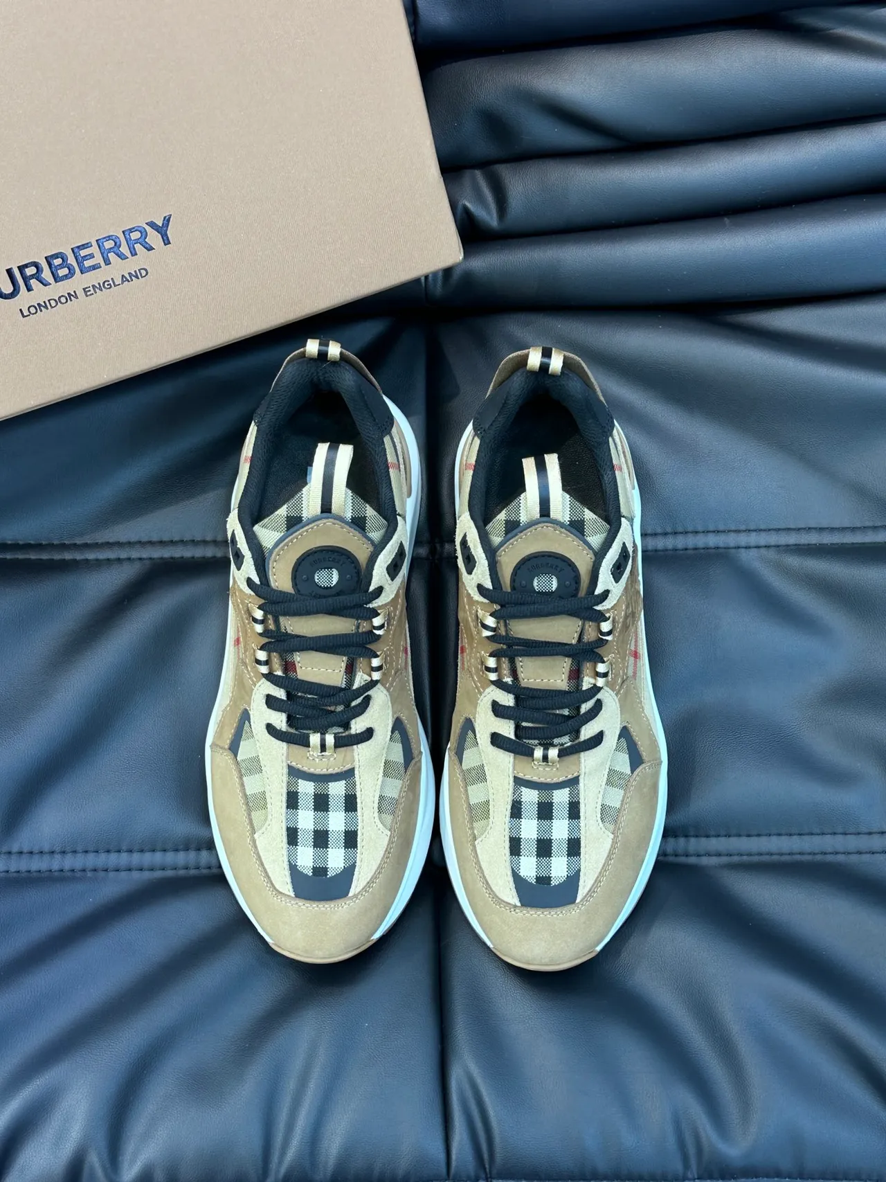 Burberry Lola Beige Black Check Chunky Sneakers 5