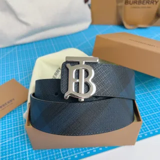Burberry TB Belt Navy and Black Check Leather Belt