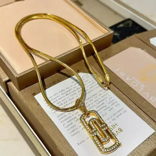 Bvlgari B.zero1 सोना पारदर्शी सांप चेन Pavé Crystal-Set G-आकार का पेंडेंट नेकलेस