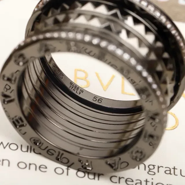 Bvlgari B.zero1 Multi-Band Pavé and Pyramid-Stud Ring 6