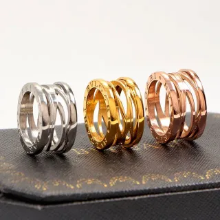 Bvlgari B.zero1 فضة وذهب متعدد الشرائح المتراكمة منحور شعار خاتم