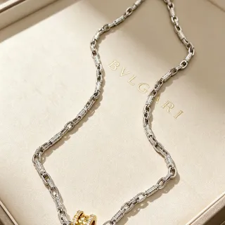 Bvlgari B.zero1 दो टोन पवेज डायमंड घूमने वाला मोटिफ हार