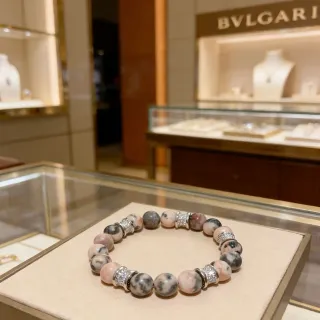 Bvlgari سوار خرز حجر ماربل و Pavé فضي