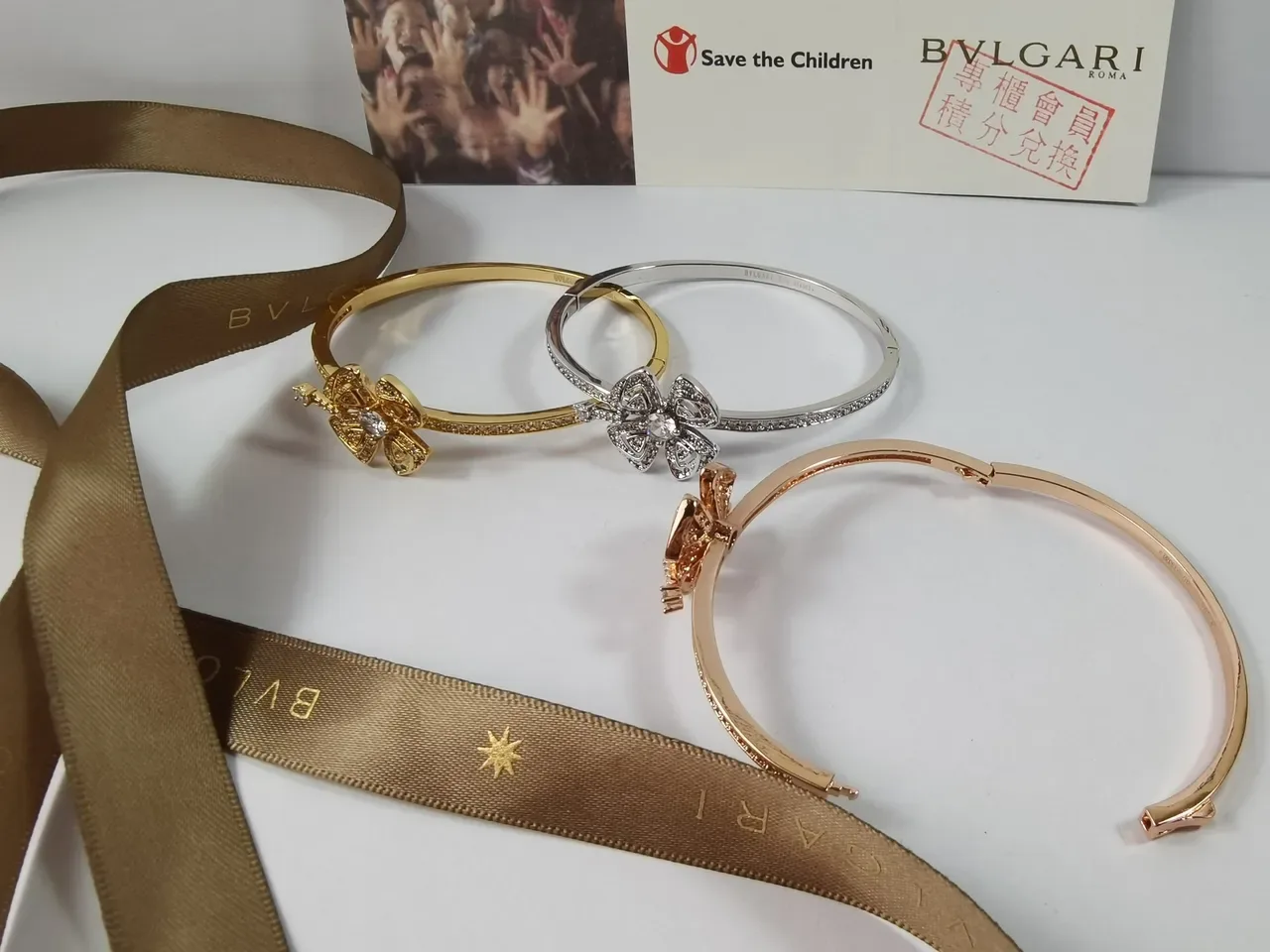 Bvlgari Fiorever Gold Silver Hinged Bangle Floral Motif Bracelet 3
