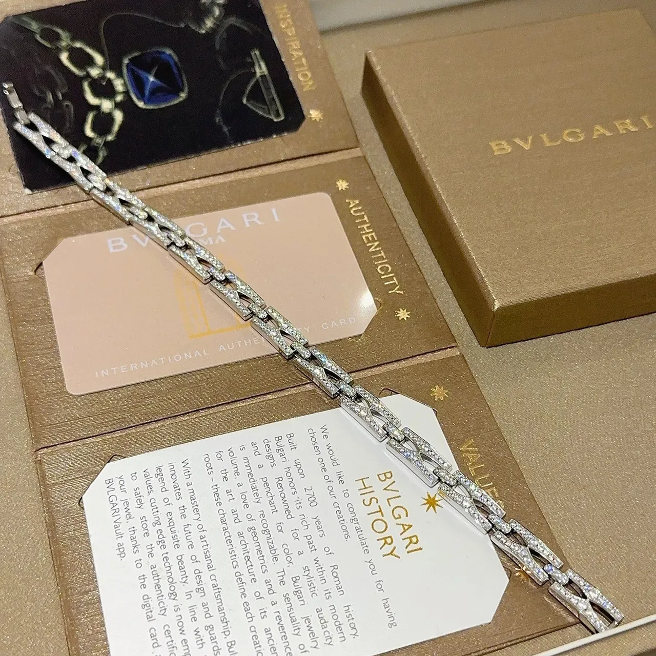 Bvlgari Geometric Pavé-Set Interlocking Link Bracelet 2