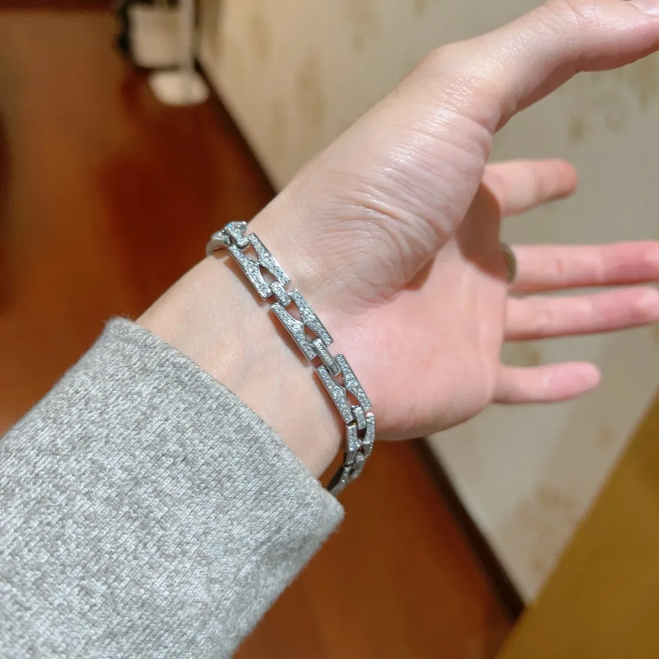 Bvlgari Geometric Pavé-Set Interlocking Link Bracelet 7