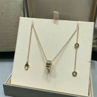 Bvlgari قلادة ذهبية سلسلة خضراء مرصعة بزمردات