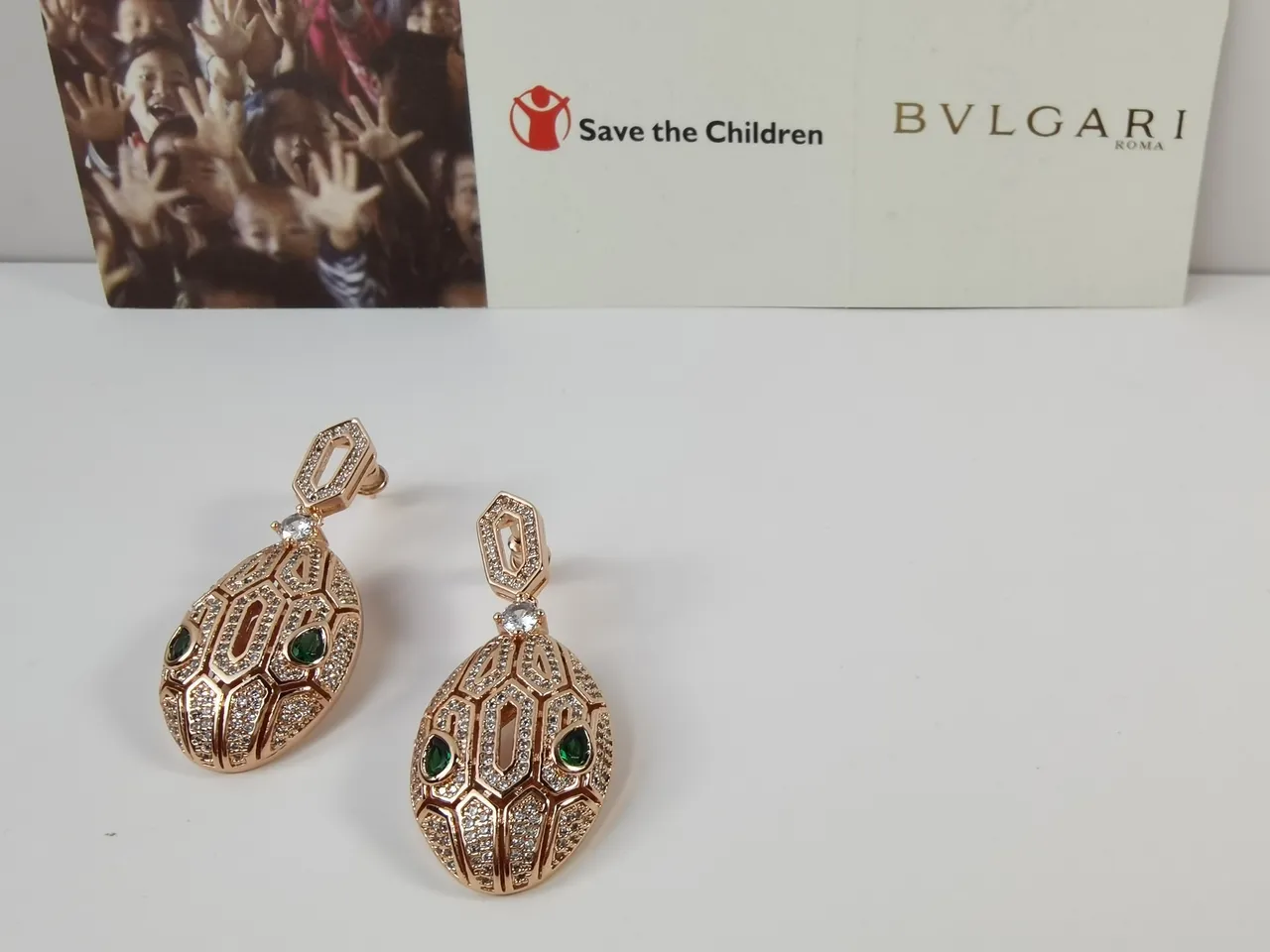 Bvlgari Gold Green Geometric Openwork Teardrop Silhouette Earrings 7