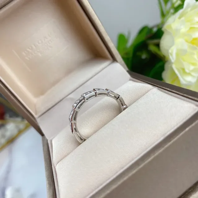 Bvlgari Gold Silver Geometric Segmented Band Channel-Set Diamonds Ring 4