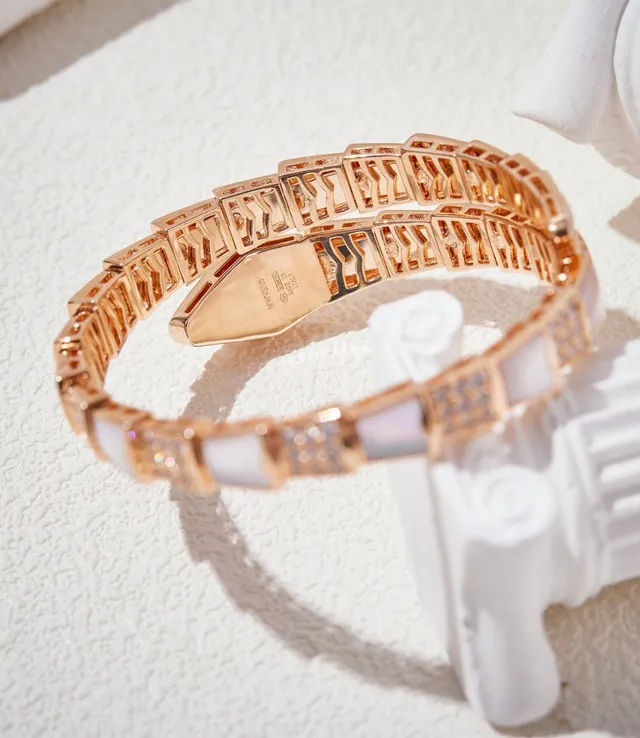 Bvlgari Gold White Segmented Scale Motif Rose Bracelet 6