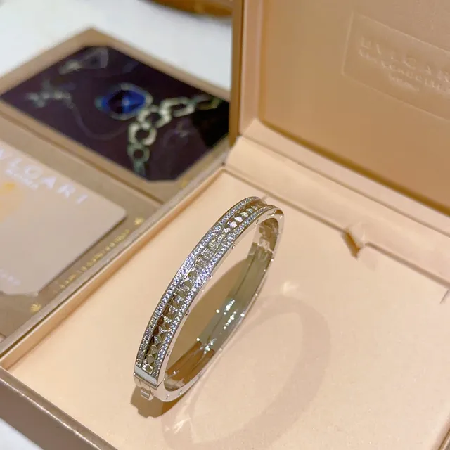 Bvlgari Pavé Double-Row Geometric Cutout Gold-Tone Bracelet 4