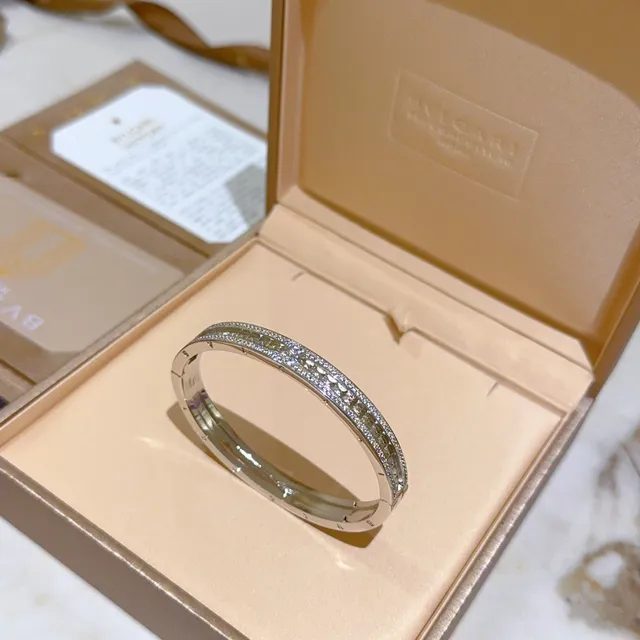 Bvlgari Pavé Double-Row Geometric Cutout Gold-Tone Bracelet 6