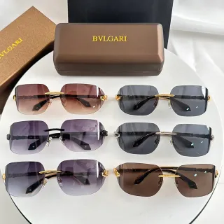 Bvlgari 无框矩形渐变镜片太阳镜