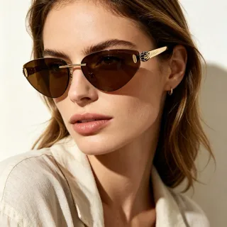 Bvlgari Serpenti Cat-Eye Lunettes de Soleil Ton Doré Dégradé Marron