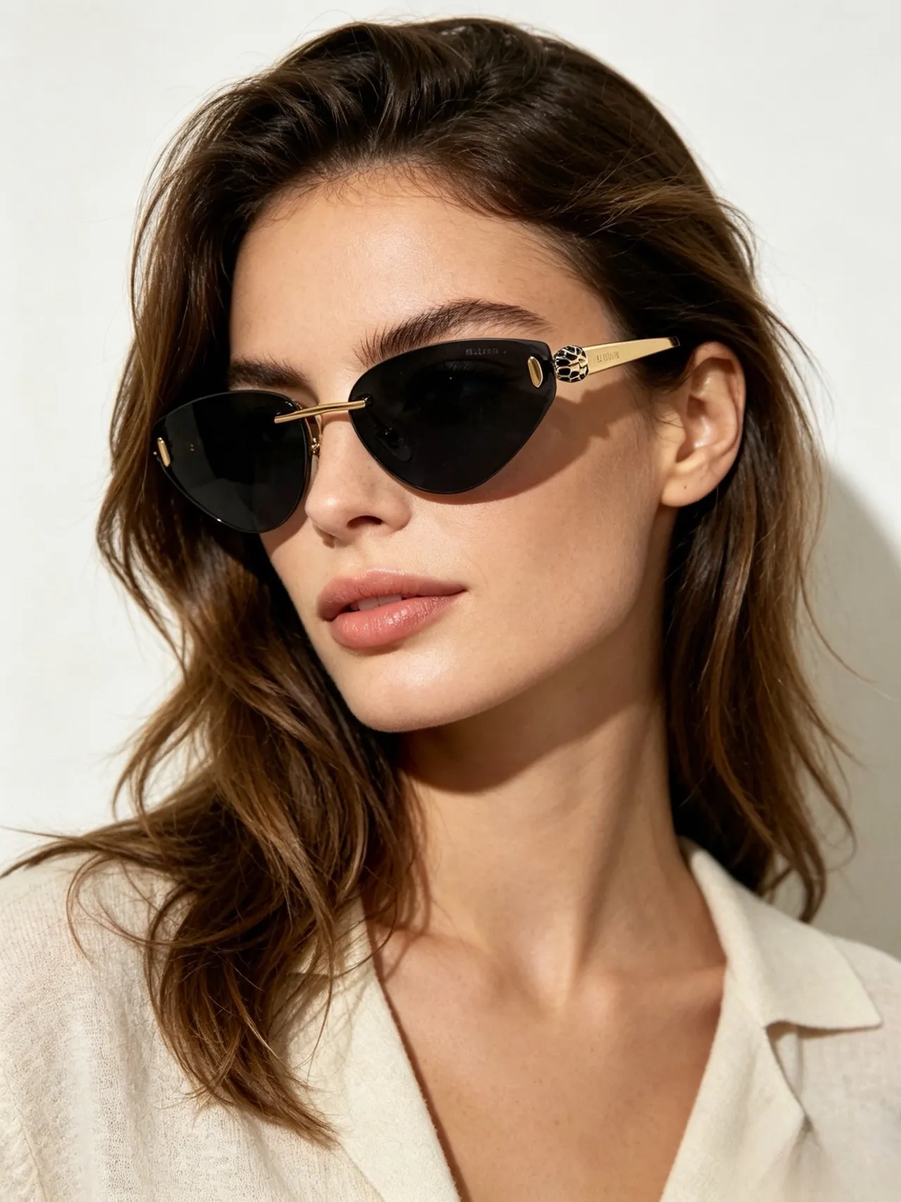 Bvlgari Serpenti Cat-Eye نظارات شمسية ذهبية تدرج بني 5