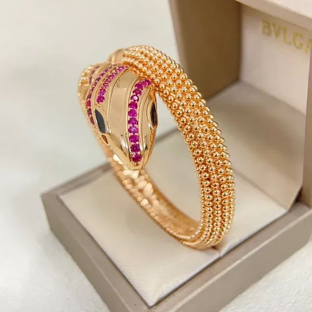 Bvlgari Serpenti Gold Pink Serpent-Coil Pavé-Set Ruby Bracelet 4