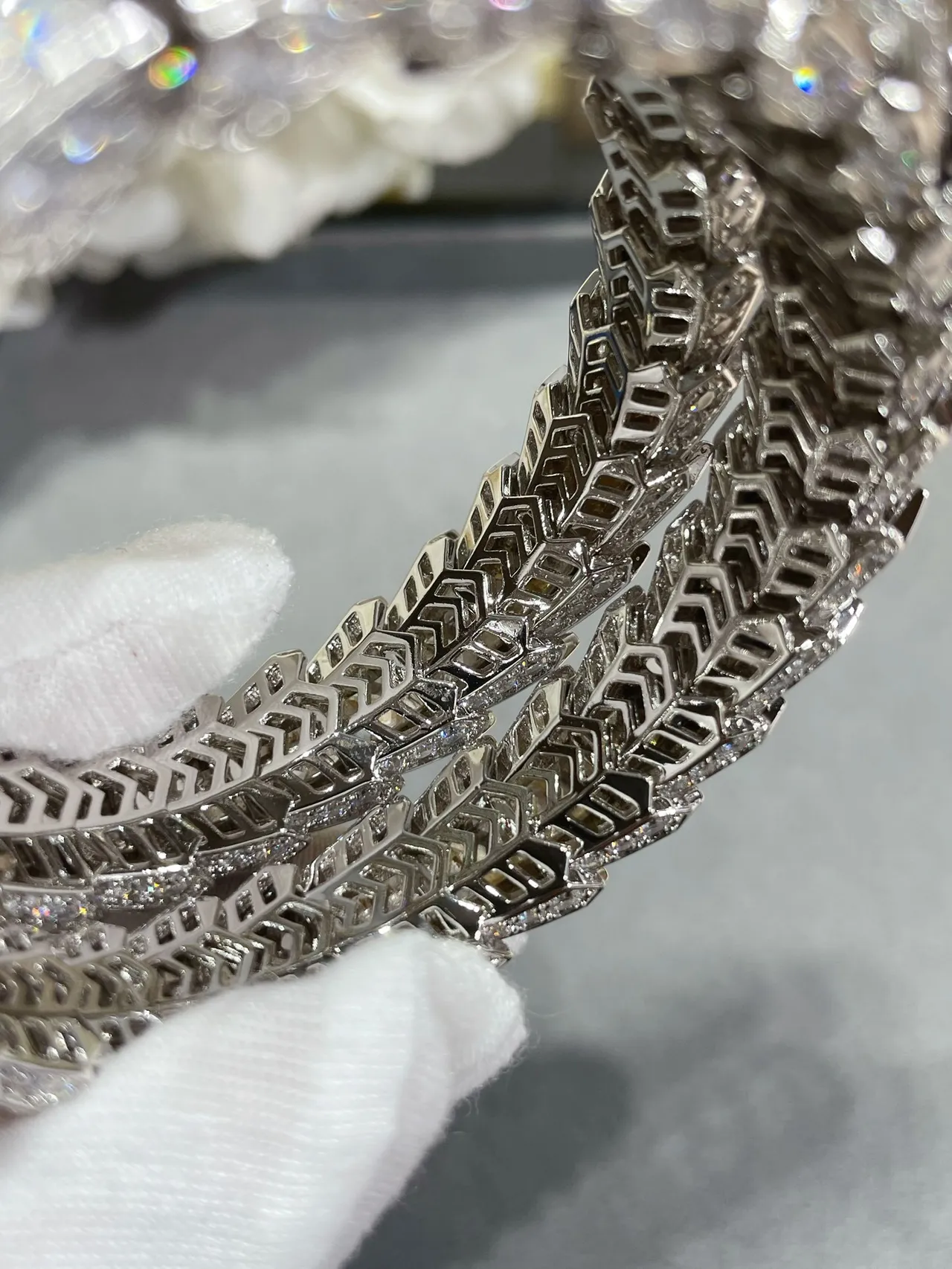 Bvlgari Serpenti Pavé Diamond and Emerald Snake Bracelet 6