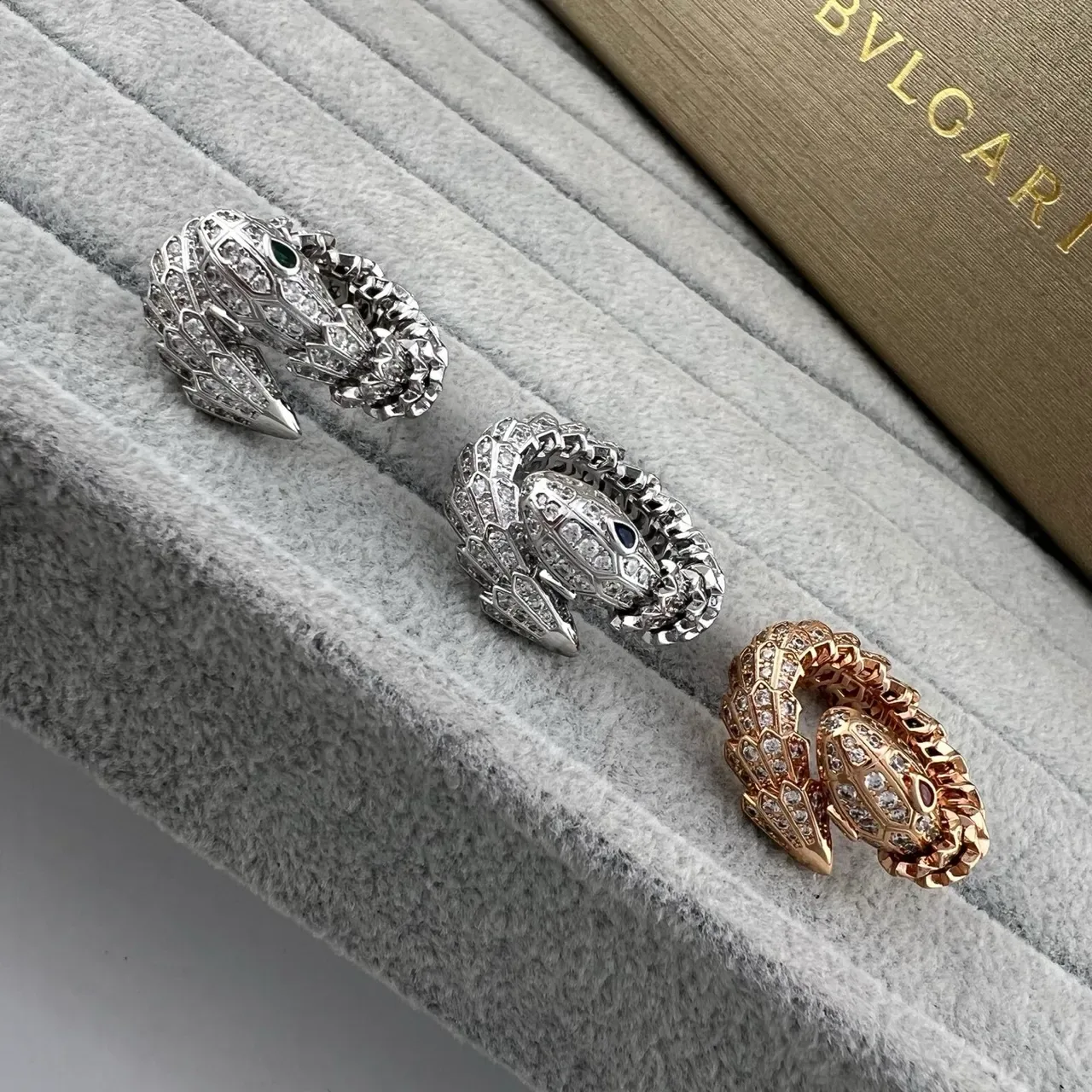 Bvlgari Serpenti Pavé Diamond Snake Head Rings 6
