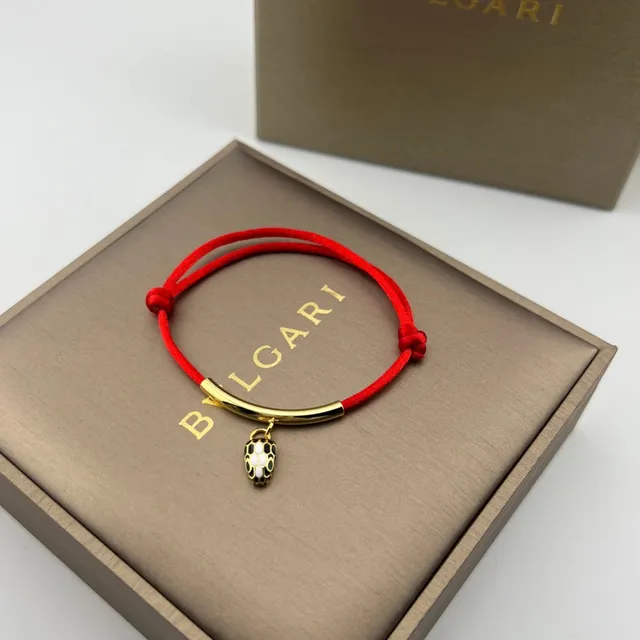 Bvlgari Serpenti حبل أحمر لون ذهبي تعويذات رأس الأفعى أساور 8