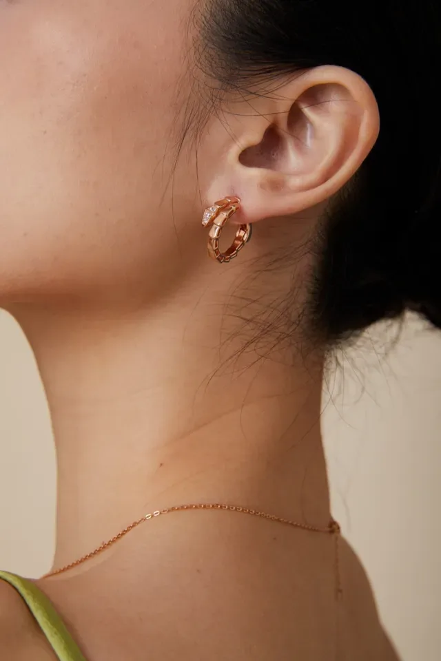 Bvlgari Serpenti Segmented Pavé Hoop Earrings 5