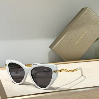 Bvlgari White Gold Cat-Eye Silhouette Acetate Frame Sunglasses