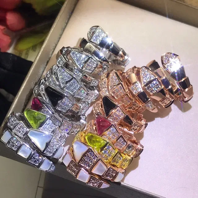 Bvlgari White Gold Segmented Serpentine Mother-of-Pearl And Pavé Diamond Ring 3