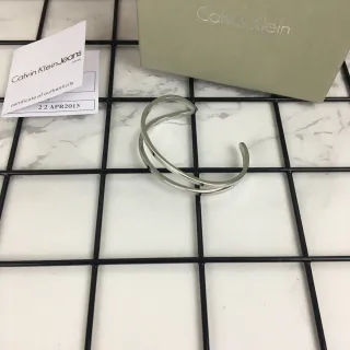 Calvin Klein Double-Layer Open Cuff Silver Bracelet