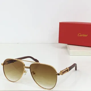 Cartier أسلوب أفياتور ذهبي تون تدرج بني نظارات شمسية